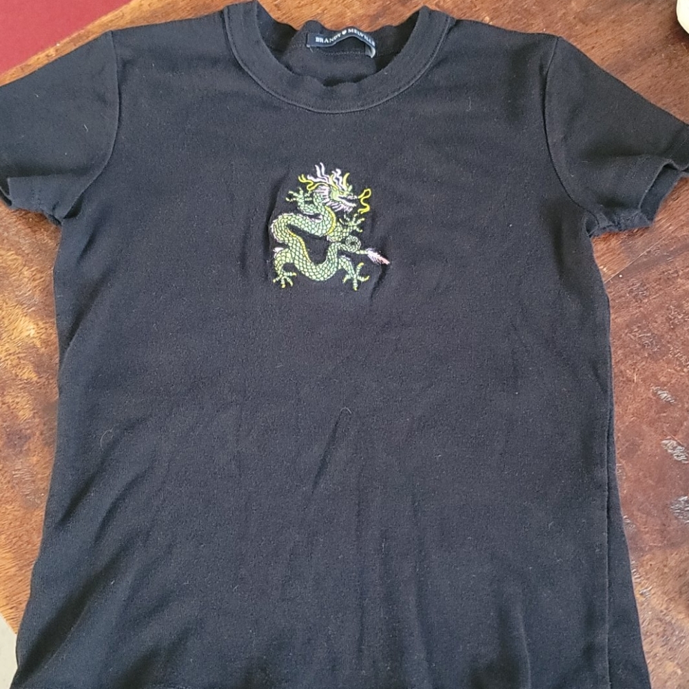Brandy Melville Black T-shirt with dragon logo